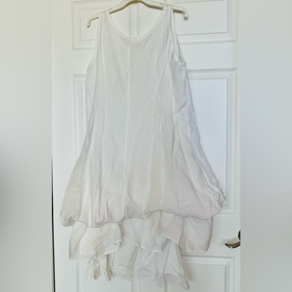$400 NWT EILEEN FISHER White  Handkerchief w/ Ties Linen Scoop Neck Dress XL - Picture 12 of 15
